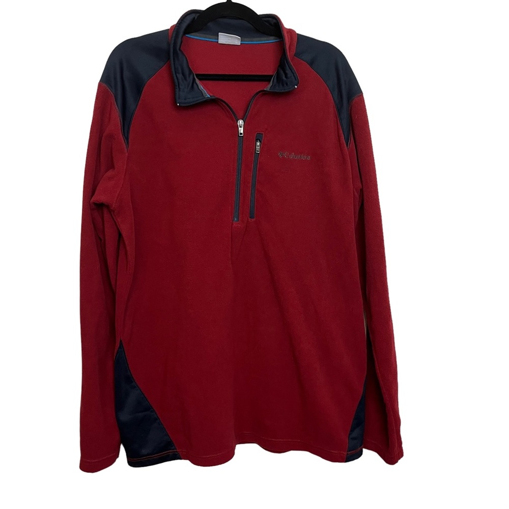 Columbia Red Gray Quarter Zip Fleece Size XL Men